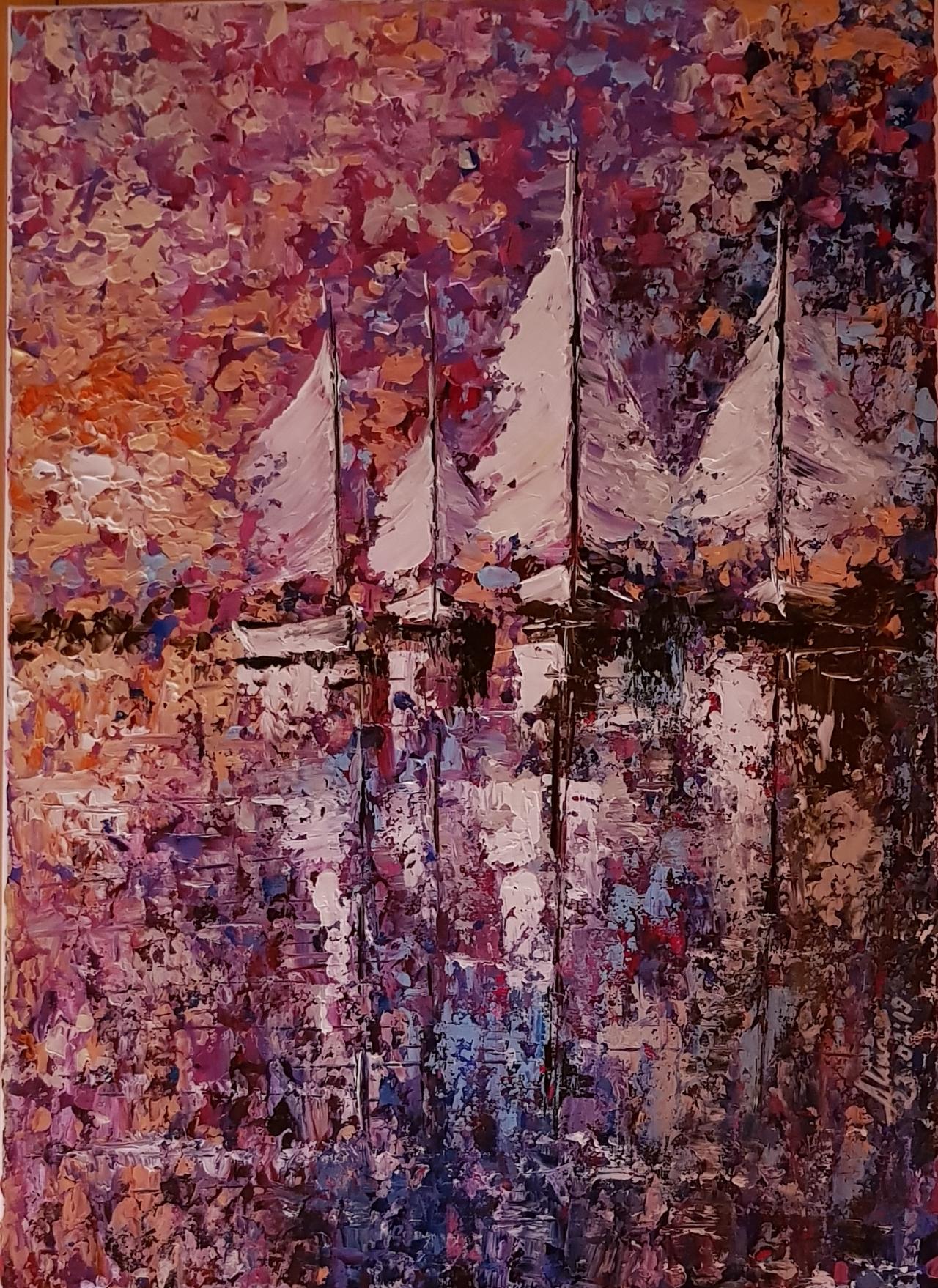 ArteDiAlina.com painting: white boats 2